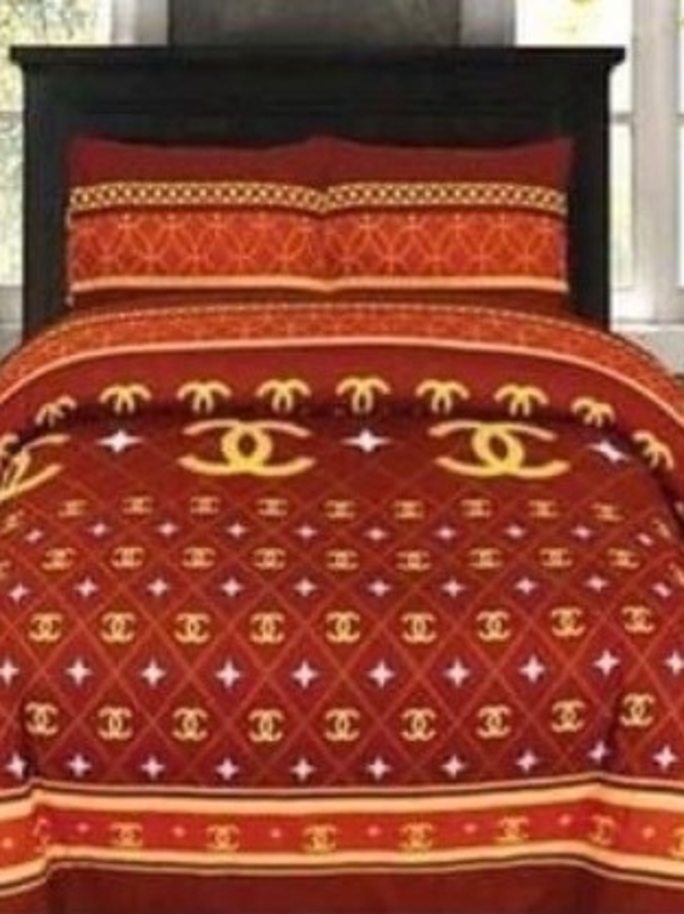 Luxury Red and Gold Printed Sheet Set - Designer-Inspired